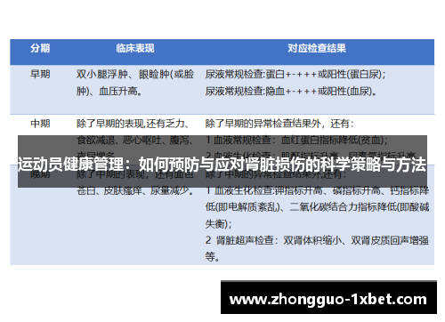 运动员健康管理:如何预防与应对肾脏损伤的科学策略与方法 运动员健康管理:如何预防与应对肾脏损伤的科学策略与方法